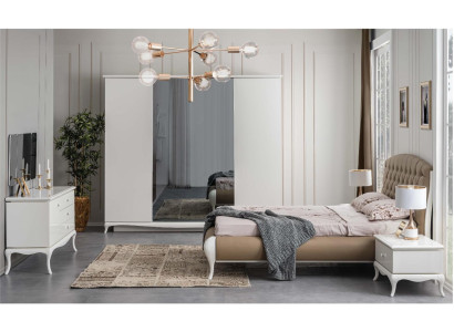 Schlafzimmer Gruppe Doppelbett Garnitur Bettrahmen Bett Set 6tlg Weiß